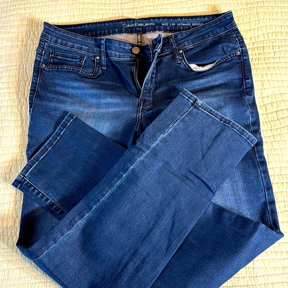 Calvin Klein Ultimate Skinny Jeans Blue Denim Pants Women W32XL30 - Picture 1 of 9